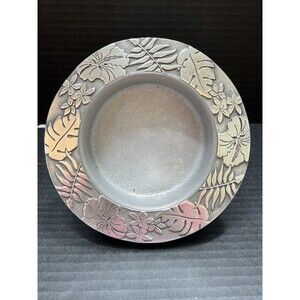 Wilton Armetale RWP 6.75 in Round Serving Platter Floral Tropical Design Vintage